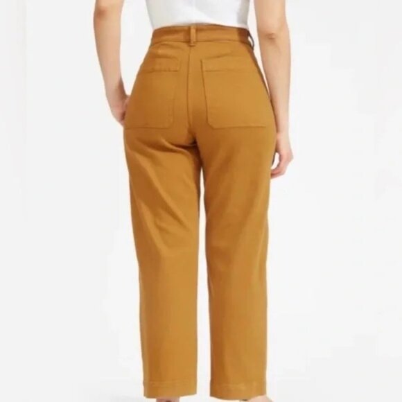 Everlane Cropped Straight Short Pants Womens Size 8 Ochre Cotton Blend Casual - Picture 2 of 14